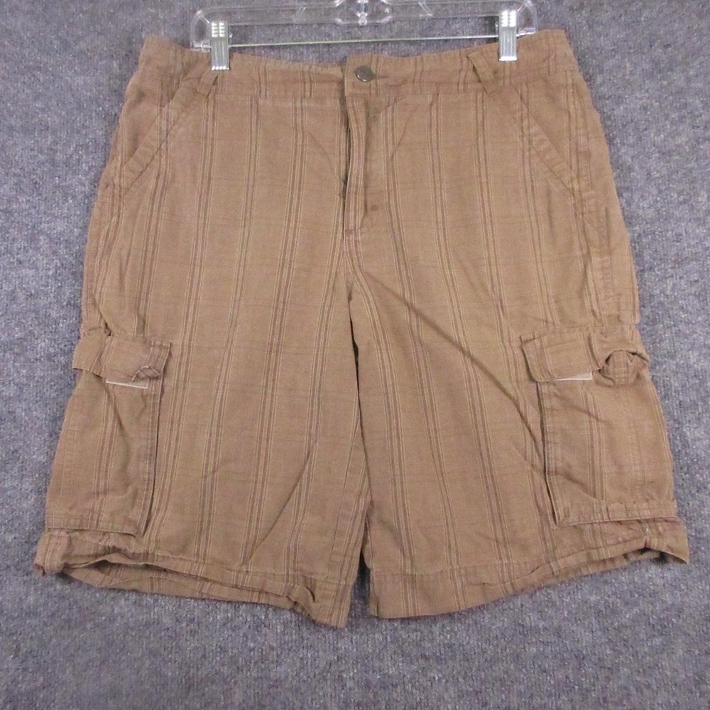 Patagonia Shorts Mens 34 Brown Stripe Cargo 11" Inseam Organic Cotton Casual